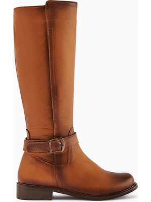 Limoya Marla Hakiki Deri Taba Kadın Çizme