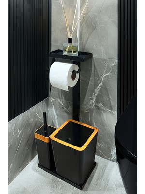 Egza 3'ü 1 Arada Banyo Seti Tuvalet Kağıtlık, Çöp Kovası ve Tuvalet Fırça Takımı