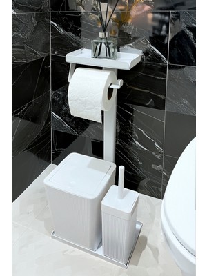 Egza 3'ü 1 Arada Banyo Seti Tuvalet Kağıtlık, Çöp Kovası ve Tuvalet Fırça Takımı