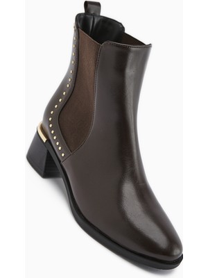 Limoya Jane Kahve Lastikli Topuklu Kadın Bot