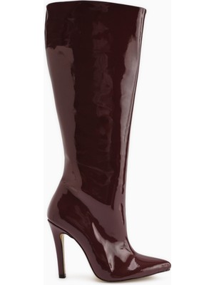 Limoya Sonita Bordo Rugan Ince Topuklu Kadın Çizme