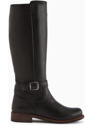 Limoya Marla Hakiki Deri Siyah Kadın Çizme