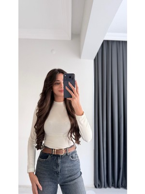 Lauron Masi Tam Pamuklu Soft Touch Likralı Basic Body Beyaz