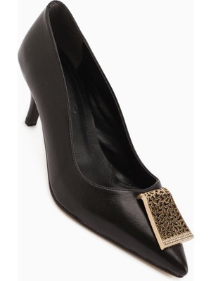 Limoya Lian Siyah Tokalı Stiletto Kadın Topuklu Ayakkabı
