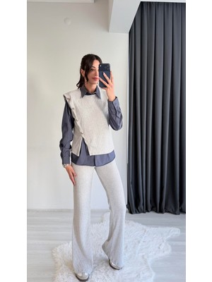 Balfour Gri Ekose Gömlekli Triko Takım