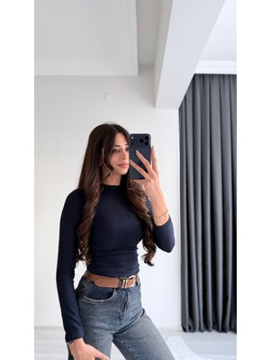 Lauron Masi Tam Pamuklu Soft Touch Likralı Basic Body Lacivert