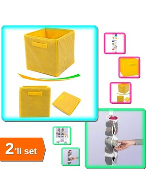 Hereveoyuncak Dolap Içi Düzenleyici Kutu Sarı + Asılabilir Temiz Çorap Düzenleyici - 2li Set P9A7X7