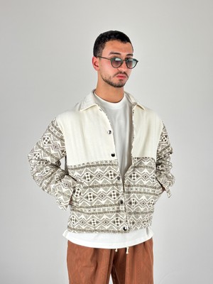 Cocopelli Kahve Etnik Desenli Tasarım Erkek Ceket COC1052