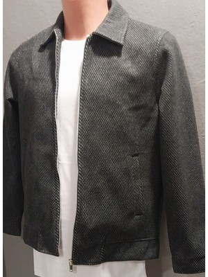 Dynamo Erkek Regular Fit Çizgi Desenli Yakalı Üst Kalite Kaşe Mont