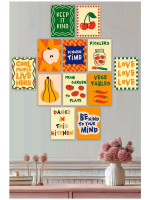 UNT Eğlenceli, Abstract,  Minimalist, Modern Yiyecekler ve Mutfak Dekoru 12 Li Set Tablo 3