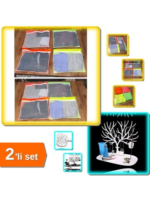 Hereveoyuncak 4 Adet 4 Renk Bavul Içi Düzenleyici + Beyaz Geyik Şeklinde Mücevher Organizeri - 2li Set F7Q1U5
