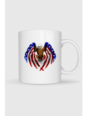 Bahriyeli Collection  Bald Eagle Flag Of The United States Tasarımlı Kupa Bardak