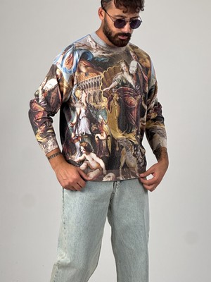 Cocopelli Erkek İtaly Sanat Desenli Sweatshirt COC1026