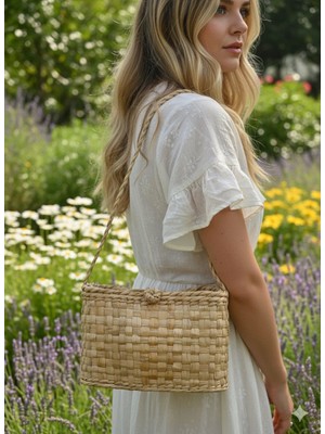 Ss Eral Koop  Hasır Düğmeli Çanta El Örgüsü | Doğal Bohem El Yapımı Çanta – Kadın, Genç ve Çocuk Kullanımına Uygun