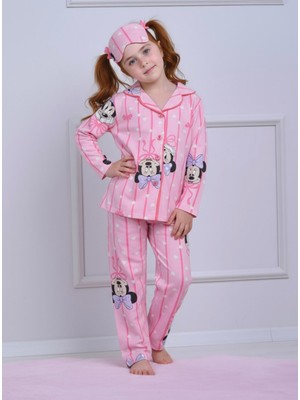 Yağmur Giyim Pjkö Min. Mause Desenli Pembe Uzun Kollu Önden Düğmeli Kız Çocuk Pijama Takımı 4-12 Yaş 508U