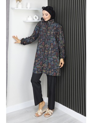 Tesettür Mayo Klopatra Desen 3 Lü Takım 1903-08 Siyah