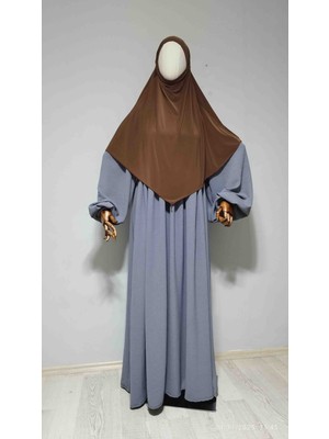 Ahrar Tesettür Kısa Boy Sandy Sufle Khimar Hazır Hijab Eşarp Sütlü Kahverengi