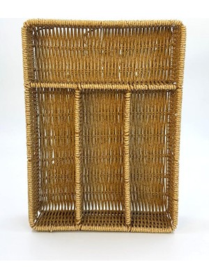 Home Hasır Örgülü 5 Gözlü Kaşıklık – Çekmece Içi Kaşık, Çatal, Bıçak Düzenleyici Organizer, Doğal Hasır El Yapımı Mutfak Gereçleri Saklama Ünitesi, Estetik ve Fonksiyonel Tasarım (Plastik Örgü)