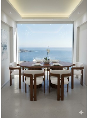 Zeytunhome Noıre Ahşap Modern Yemek Masası | 6 Kişilik Yemek Masa Takımı