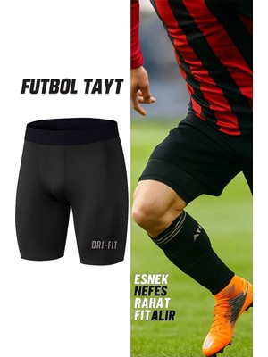 Gazelmanya Pro Kısa Futbol Taytı Erkek Kısa Futbol Diz Üstü Tayt Sporcu Şort Altı Tayt Dizüstü Fitness Taytı