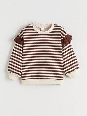 Lc Waikiki Yeni Sezon Bisiklet Yaka Çizgili Kız Çocuk Kalın Sweatshirt