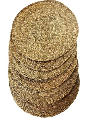 Home 6 Adet Hasır Supla Seti, Amerikan Servis, Sofra Dekorasyonu ve Sunum Için Bambu Hasır, Şık ve Çevre Dostu Masa Aksesuarı 30 cm