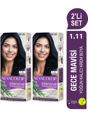 Nevacolor INTENSIVE 2'Lİ SET 1.11 GECE MAVİSİ Kalıcı Krem Saç Boyası Seti