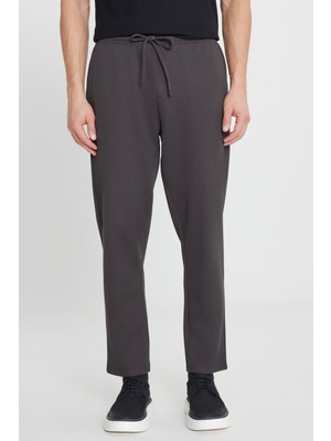 Pamuklu Standart Fit Normal Kesim Beli Lastikli Diagonal Desenli Örme Pantolon