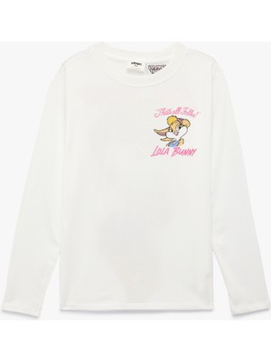 Koton Lola Bunny Lisanslı Arkası Baskılı Uzun Kollu Bisiklet Yaka Tişört