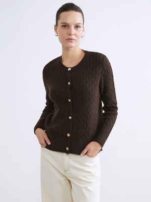 Lc Waikiki Yeni Sezon Bisiklet Yaka Kendinden Desenli Kadın Triko Hırka