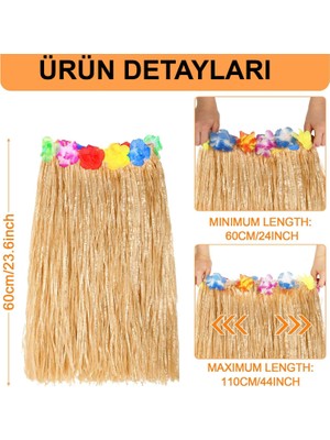 Hawaii Tarzı Hula Eteği – 60 cm Hasır Natural Etek