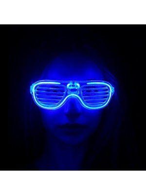 Mavi LED Işıklı Parti Gözlüğü - Neon 3 Modlu