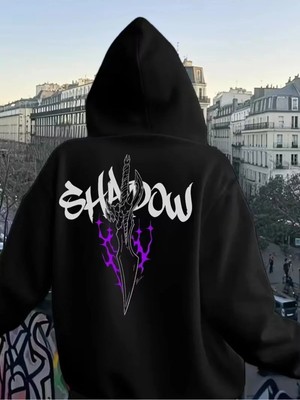 Ela Fashion Unisex Baskılı Hırka Ninja Maskeli 3 Iplik Oversize