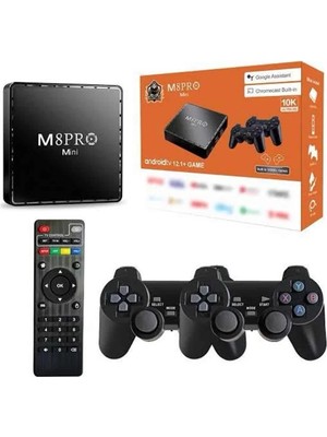 Aylina Bfs Android Tv Box 2.4g 10K Ultra Hd 2gb Ram 64GB Hafıza 10000 Retro Oyunlu Konsol Game Stick M8 Pro