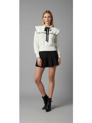 Gigi Giyim Volan Detaylı Kadın Kazak Ekru