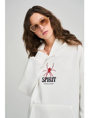 Ela Fashion Kadın Spirit Baskılı Swestshırt Oversize 3 Iplik