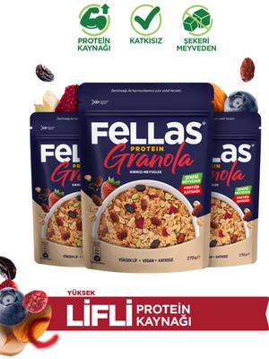 Fellas Protein Granola - Kırmızı Meyveler (270 g) - 3'lü Paket