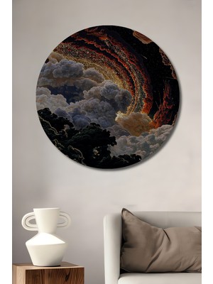 Teona Ahşap Gökkuşağı Rüyası Yağlı Boya Görünümlü Ahşap Dekoratif Tablo Yuvarlak Tablo