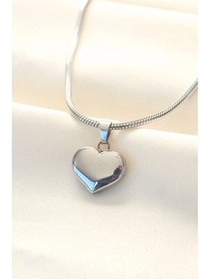 Shopwave 316L Çelik Gümüş Renk Kalp Kolye
