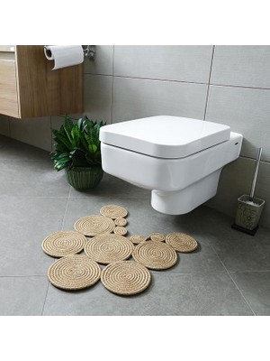 Tarz Jüt Klozet Önü Paspası - Doğal Jüt, Yıkanabilir ve Dayanıklı Halı, Şık ve Dekoratif Banyo Matı (Standart)