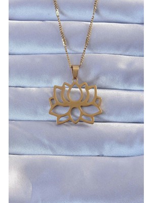 Shopwave 316L Altın Renk Lotus Kolye