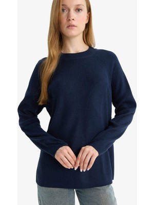 DeFacto Regular Fit Bisiklet Yaka Basic Düz Triko Kazak D6911AX25WN