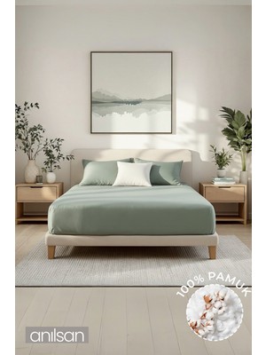 Anılsan Düz Mint Yeşili Tek Kişilik Ranforce Çarşaf Seti %100 Pamuk (Çarşaf+Yastık Kılıfı)