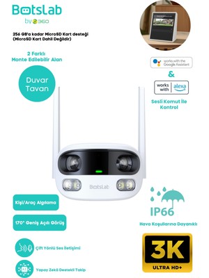 Botslab Smart W302 Outdoor Kamera 3K / Çift Yönlü Ses / 170°/ Akıllı İnsan Takibi