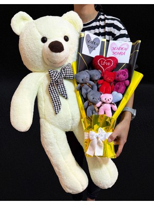 Lenostra Senden Önce Senden Sonra Ayıcık Buketi ve 90CM Tatlı Ayıcık - Sevgiliye - Ese - Kiz Arkadasa