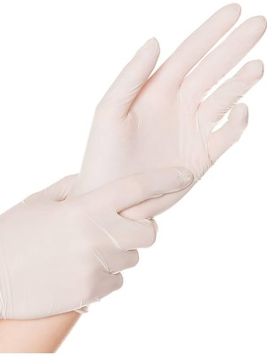 Gampus Latex Pudralı Eldiven - Tıbbi Medikal Muayene Lateks Eldiven 6lı Paket - L Beden
