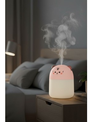 Gampus Kedi Tasarımlı Çocuk Odası Yatak Odası Salon Ofis Mini Şirin Oda Nemlendirici Işıklı Dekor 250ML