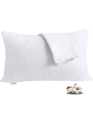 Home 2 Li Paket Pamuklu, Sıvı Geçirmez Yastık Koruyucu Alez, Havlu Yüzey Yastık Alezi