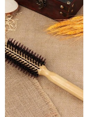 Gampus Profesyonel Kuaför Fön ve Saç Fırçası Tarak Yanmaz Ahşap Isıya Dayanıklı