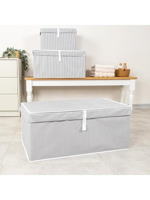 Kapısı Çok Amaçlı Düzenleyici Kapaklı Sandık Tipi Kutu Hurç Organizer (70 x 40 x 30, Gri)